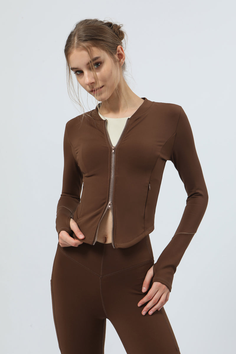 Women's Long-Sleeved Double Zipper perfermance Jacket
