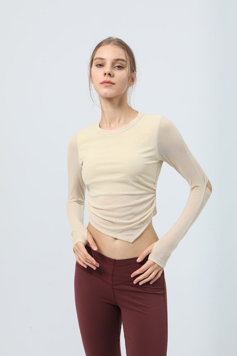 Women's Mesh Breathable Semi-Sheer Long Sleeve Shirt