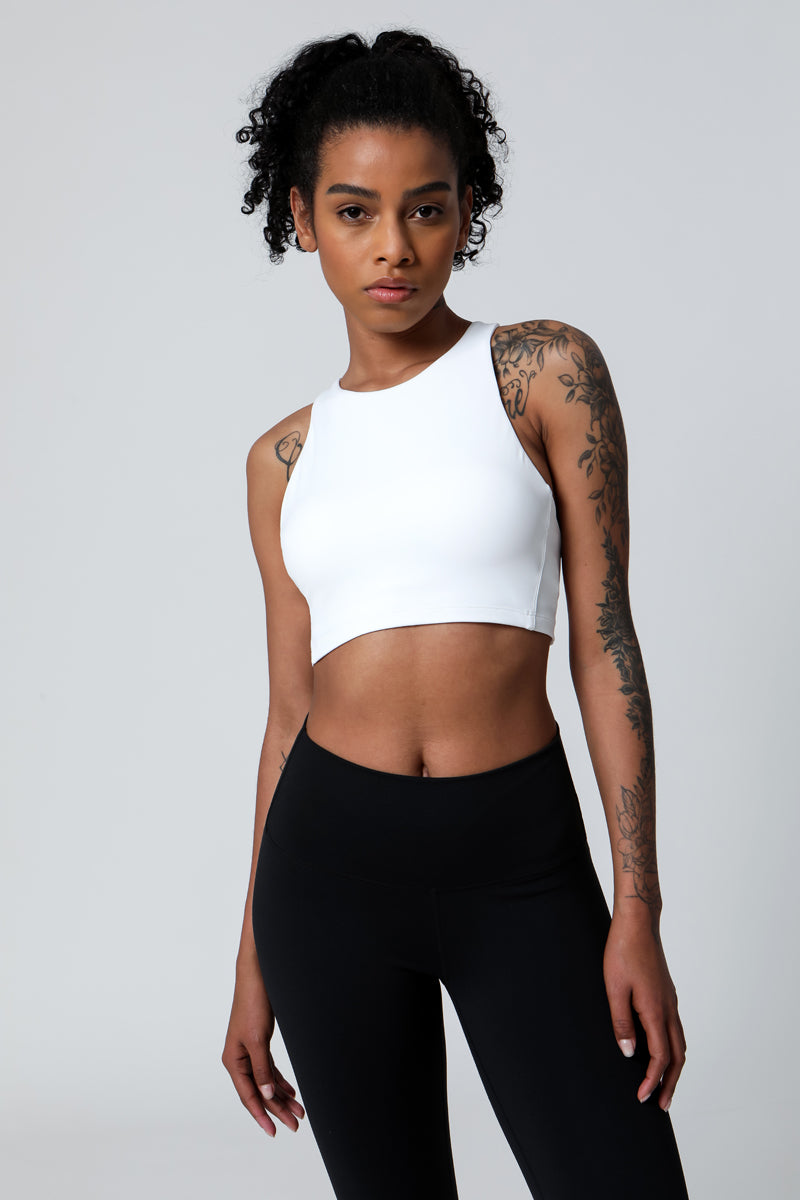 Double Side Brushed Crossed Straps Sports Bra