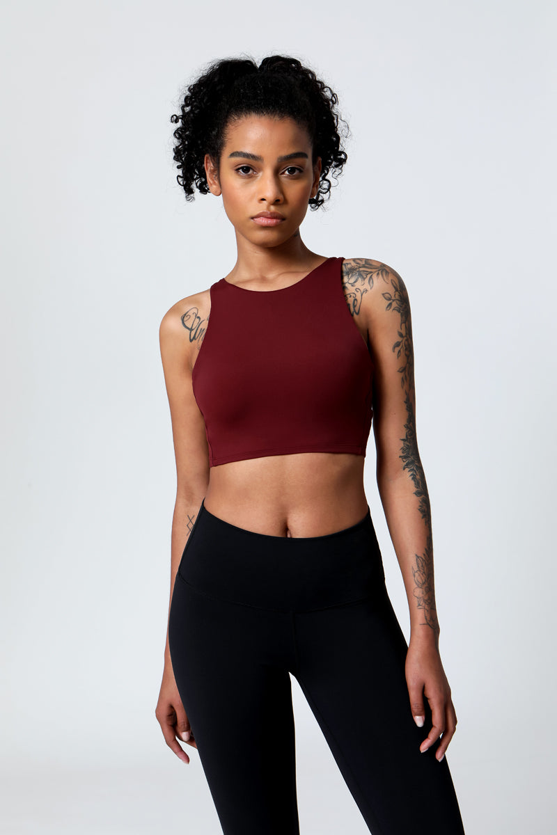 Double Side Brushed Crossed Straps Sports Bra