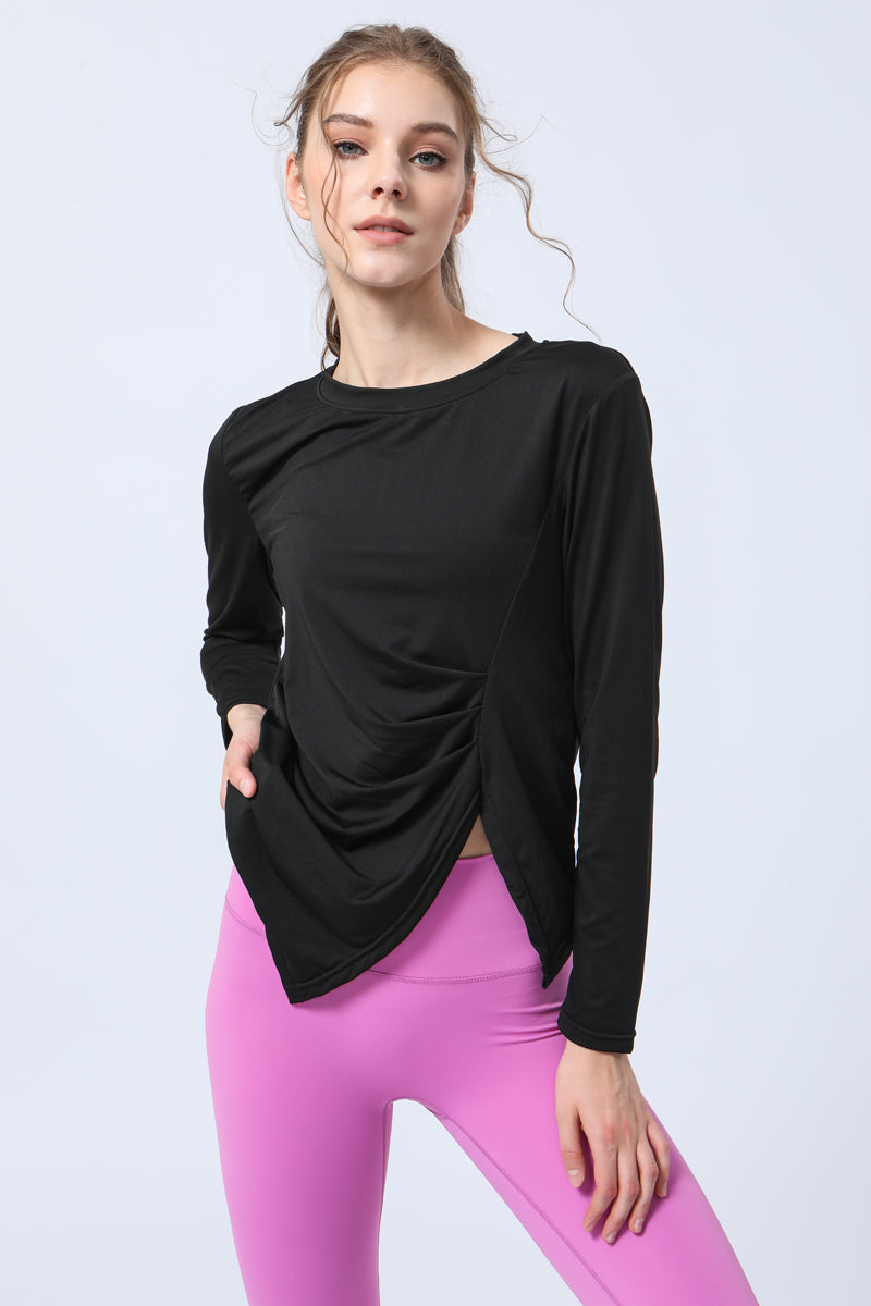 Women's Asymmetrical Hem Long Sleeve Shirt
