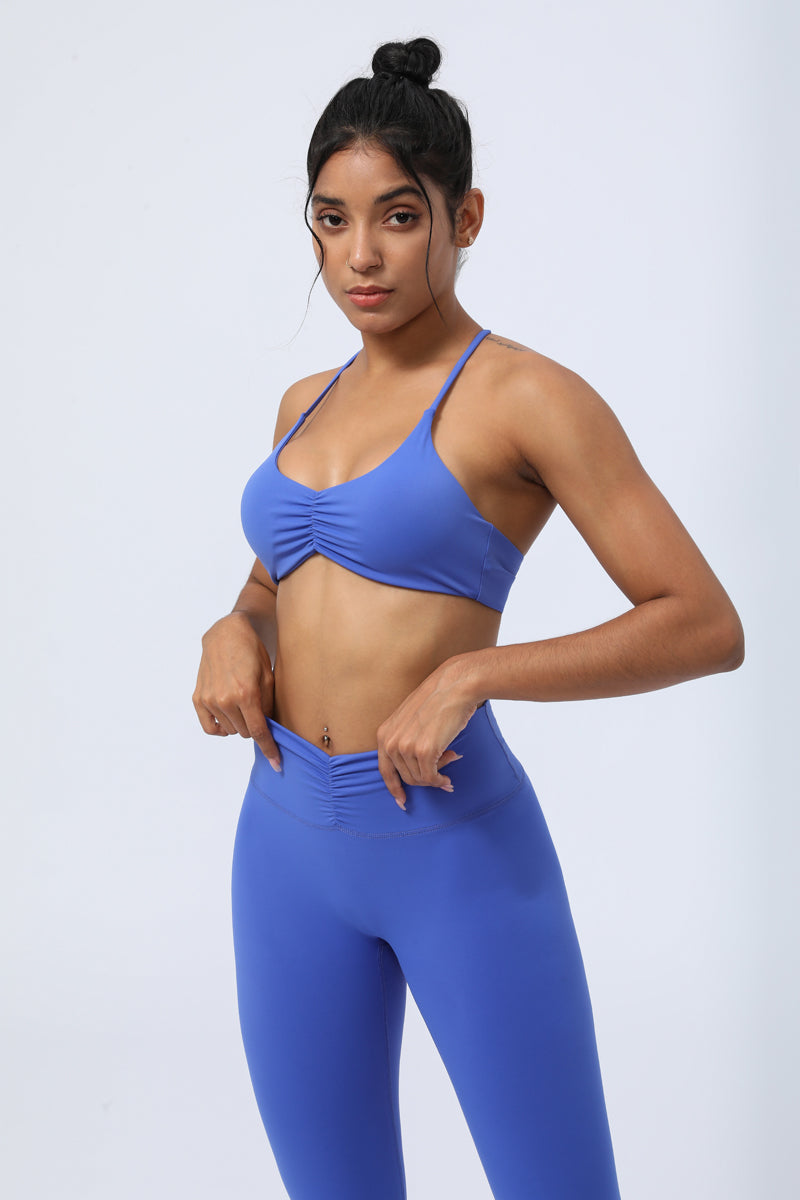 Women's Fitness Exercise Pleated Design Yoga Sports Bra