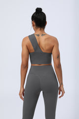 Ladies' One Shoulder Tight Sports Running Fitness Yoga Bra Top